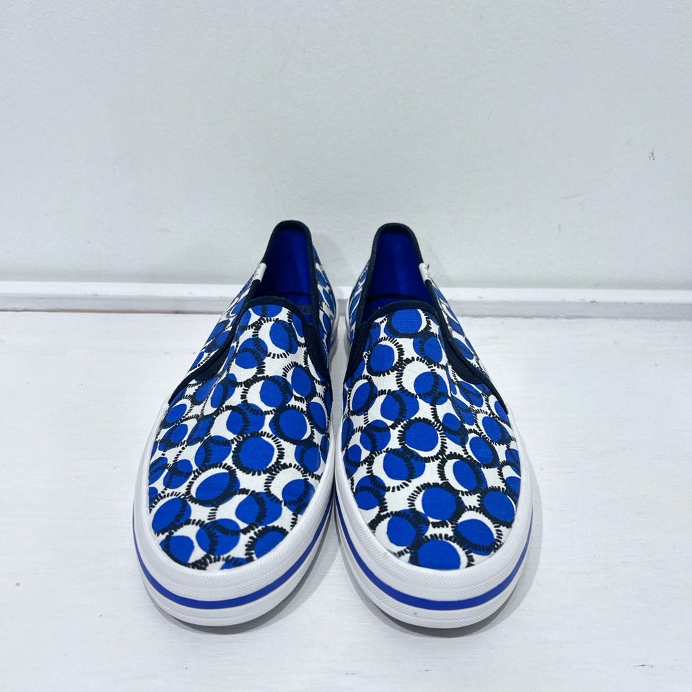 Keds‎ x Kate Spade New York Slip-on Sneaker Blue and White Circle Print Size 8 - Picture 2 of 12